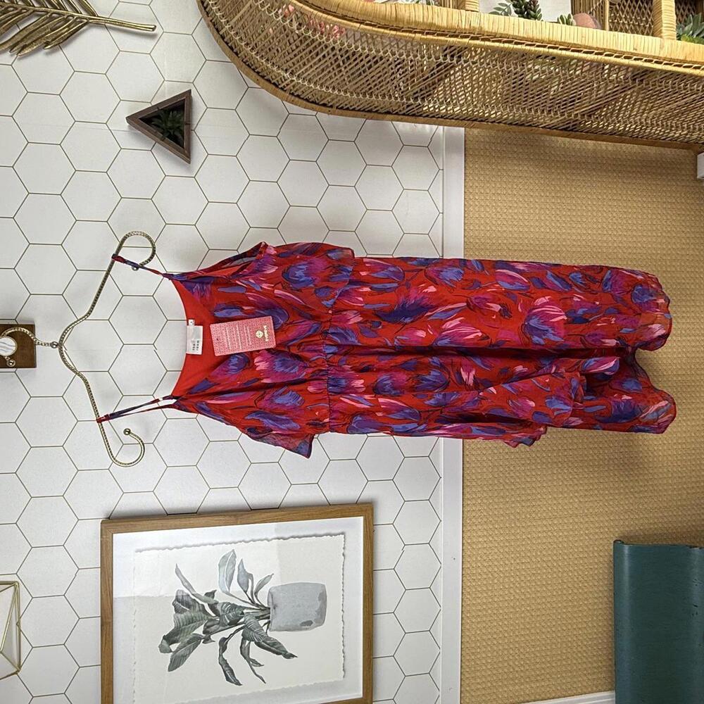 The Room by Evereve Red and Blue Claire Floral Dress - Size - Medium - NWT
